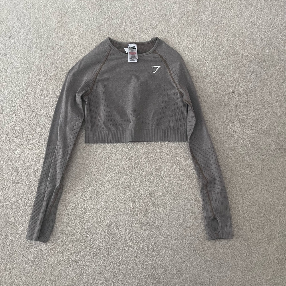 Gymshark Long Sleeve Crop Top Taupe